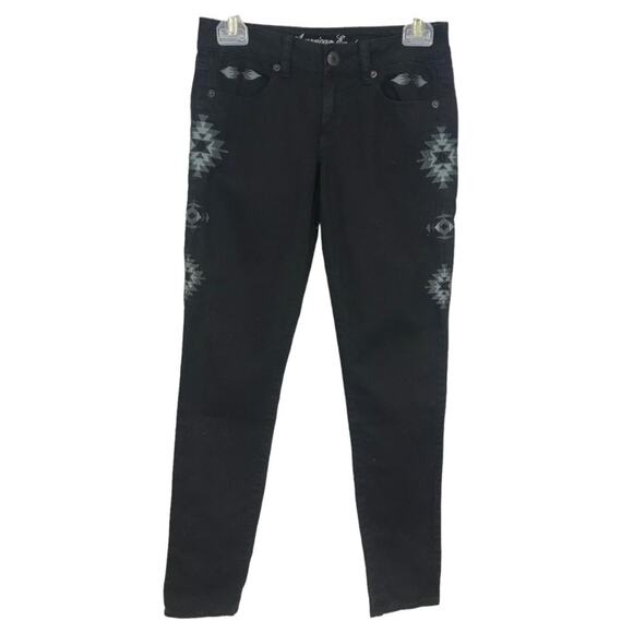 AEO Aztec Embroidered Black Skinny Jeans - Picture 1 of 10